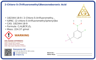 2-Chloro-5-(trifluoromethyl)benzeneboronic acid (CAS 182344-18-9), CAS 182344-18-9 — chemical product label