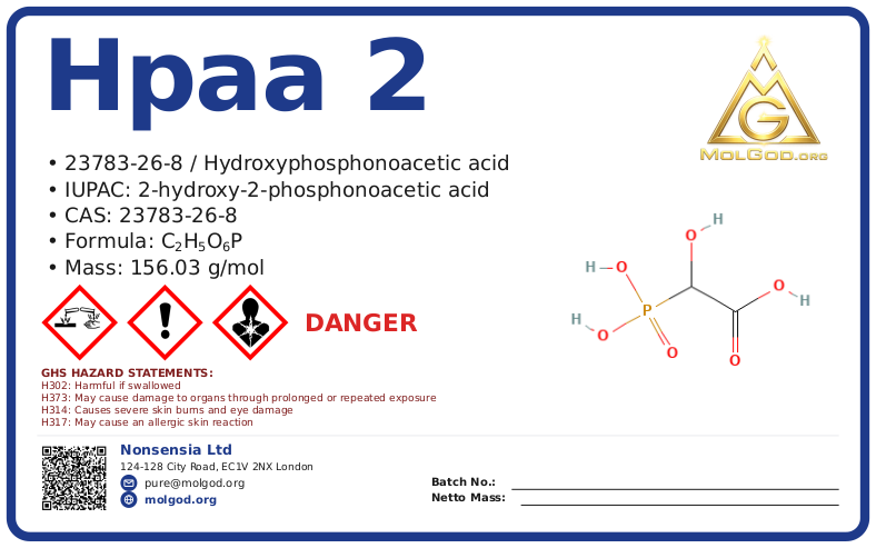 HPAA 2 (CAS 23783-26-8), CAS 23783-26-8 — chemical product label