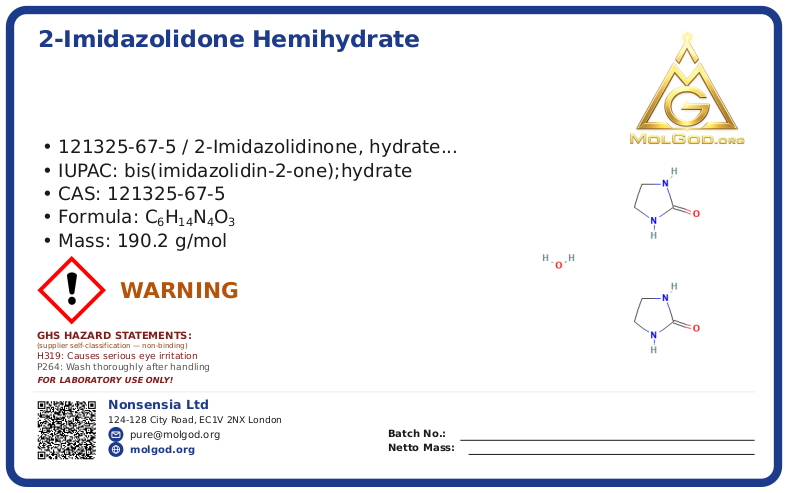 2-Imidazolidone hemihydrate (CAS 121325-67-5), CAS 121325-67-5 — chemical product label