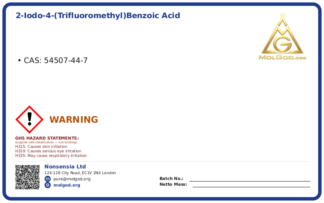 2-Iodo-4-(trifluoromethyl)benzoic acid (CAS 54507-44-7), CAS 54507-44-7 — chemical product label