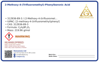 2-METHOXY-4-(TRIFLUOROMETHYL)-PHENYLBORONIC ACID (CAS 312936-89-3), CAS 312936-89-3 — chemical product label