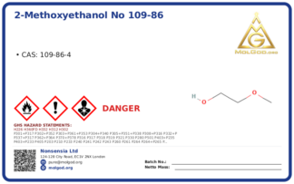 2-Methoxyethanol CAS No 109-86 (CAS 109-86-4) — Xilong Scientific, CAS 109-86-4 — chemical product label