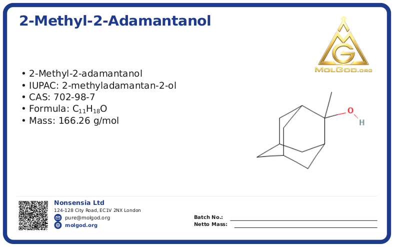 2-Methyl-2-adamantanol (CAS 702-98-7), CAS 702-98-7 — chemical product label