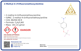 2-Methyl-4-(trifluoromethoxy)aniline (CAS 86256-59-9), CAS 86256-59-9 — chemical product label