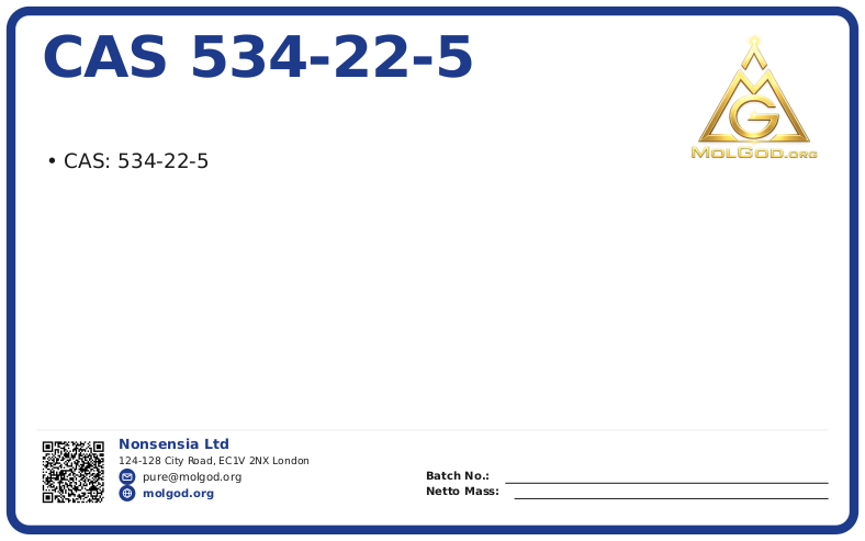 CAS 534-22-5, CAS 534-22-5 — chemical product label