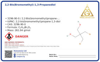 2,2-Bis(bromomethyl)-1,3-propanediol (CAS 3296-90-0), CAS 3296-90-0 — chemical product label