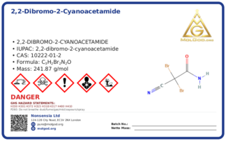 2,2-Dibromo-2-cyanoacetamide (CAS 10222-01-2), CAS 10222-01-2 — chemical product label