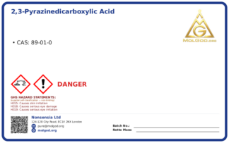 2,3-Pyrazinedicarboxylic acid (CAS 89-01-0), CAS 89-01-0 — chemical product label
