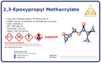 2,3-epoxypropyl methacrylate (CAS 106-91-2) — Safety Data Sheet, CAS 106-91-2 — chemical product label