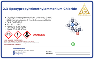 2,3-epoxypropyltrimethylammonium chloride … % (CAS 3033-77-0) — Safety Data Sheet, CAS 3033-77-0 — chemical product label
