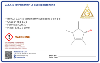 2,3,4,5-Tetramethyl-2-cyclopentenone (CAS 54458-61-6), CAS 54458-61-6 — chemical product label