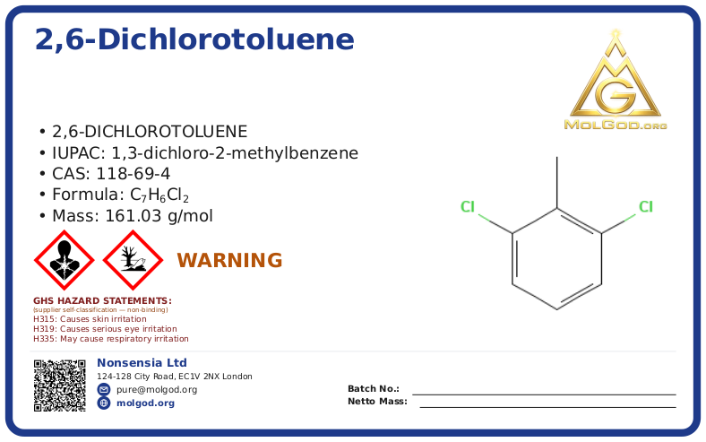 2,6-Dichlorotoluene (CAS 118-69-4), CAS 118-69-4 — chemical product label