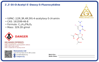 2',3'-Di-O-acetyl-5'-deoxy-5-fluorocytidine (CAS 161599-46-8) — chemical product label