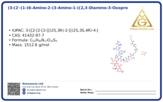 (3-(2'-(1-(6-Amino-2-(3-amino-1-((2,3-diamino-3-oxopropyl)amino)-3-oxopropyl)-5-methylpyrimidin-4-yl)-3-((((2R,3S,4S,5S,6S)-3-(((2R,3S,4S,5R,6R)-4-(carbamoyloxy)-3,5-dihydroxy-6-(hydroxymethyl)tetrahy (CAS 41432-97-7) — chemical product label