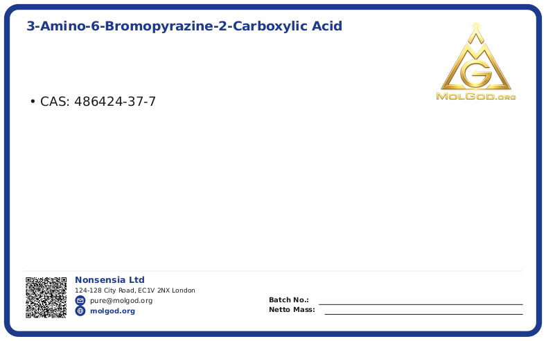 3-Amino-6-bromopyrazine-2-carboxylic acid (CAS 486424-37-7), CAS 486424-37-7 — chemical product label