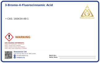 3-Bromo-4-fluorocinnamic acid (CAS 160434-49-1), CAS 160434-49-1 — chemical product label