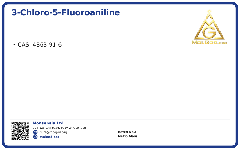 3-Chloro-5-fluoroaniline (CAS 4863-91-6), CAS 4863-91-6 — chemical product label