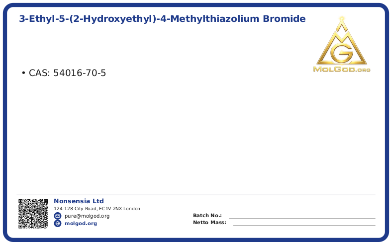 3-Ethyl-5-(2-hydroxyethyl)-4-methylthiazolium bromide (CAS 54016-70-5), CAS 54016-70-5 — chemical product label