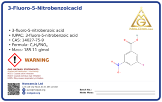 3-Fluoro-5-nitrobenzoicacid (CAS 14027-75-9), CAS 14027-75-9 — chemical product label