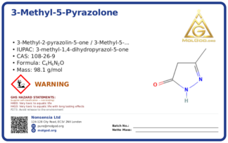 3-Methyl-5-pyrazolone (CAS 108-26-9), CAS 108-26-9 — chemical product label