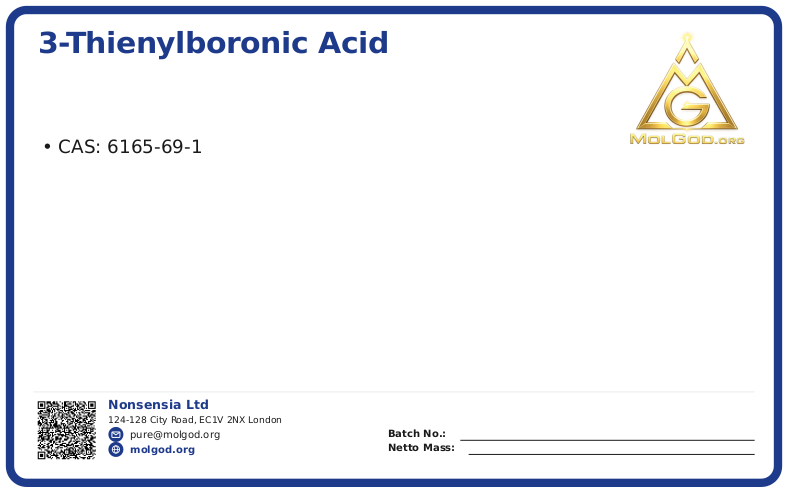 3-Thienylboronic acid (CAS 6165-69-1), CAS 6165-69-1 — chemical product label