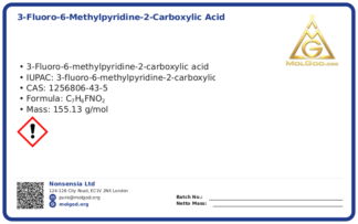 3-fluoro-6-methylpyridine-2-carboxylic acid (CAS 1256806-43-5), CAS 1256806-43-5 — chemical product label