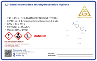3,3′-Diaminobenzidine tetrahydrochloride hydrate (CAS 7411-49-6), CAS 7411-49-6 — chemical product label