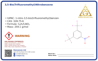 3,5-Bis(trifluoromethyl)nitrobenzene (CAS 328-75-6), CAS 328-75-6 — chemical product label