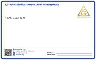 3,5-PYRAZOLEDICARBOXYLIC ACID MONOHYDRATE (CAS 3112-31-0), CAS 3112-31-0 — chemical product label