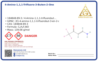 4-Amino-1,1,1-trifluoro-3-buten-2-one (CAS 184848-89-3), CAS 184848-89-3 — chemical product label