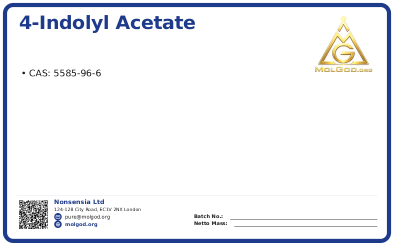4-Indolyl acetate (CAS 5585-96-6), CAS 5585-96-6 — chemical product label