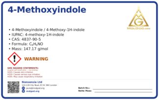 4-Methoxyindole (CAS 4837-90-5), CAS 4837-90-5 — chemical product label