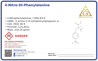 4-Nitro-DL-phenylalanine (CAS 2922-40-9), CAS 2922-40-9 — chemical product label