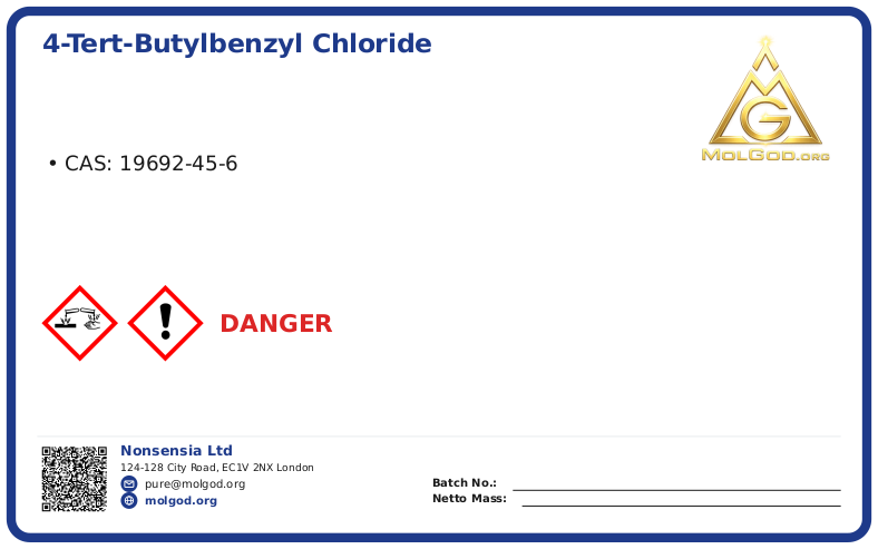 4-tert-Butylbenzyl chloride (CAS 19692-45-6), CAS 19692-45-6 — chemical product label