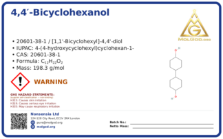 4,4′-Bicyclohexanol (CAS 20601-38-1), CAS 20601-38-1 — chemical product label