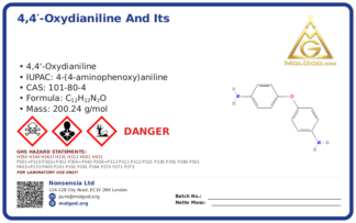4,4′-oxydianiline and its salts (CAS 101-80-4) — Safety Data Sheet, CAS 101-80-4 — chemical product label