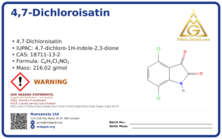 4,7-Dichloroisatin (CAS 18711-13-2), CAS 18711-13-2 — chemical product label