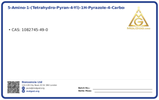 5-AMino-1-(tetrahydro-pyran-4-yl)-1H-pyrazole-4-carbonitrile (CAS 1082745-49-0), CAS 1082745-49-0 — chemical product label