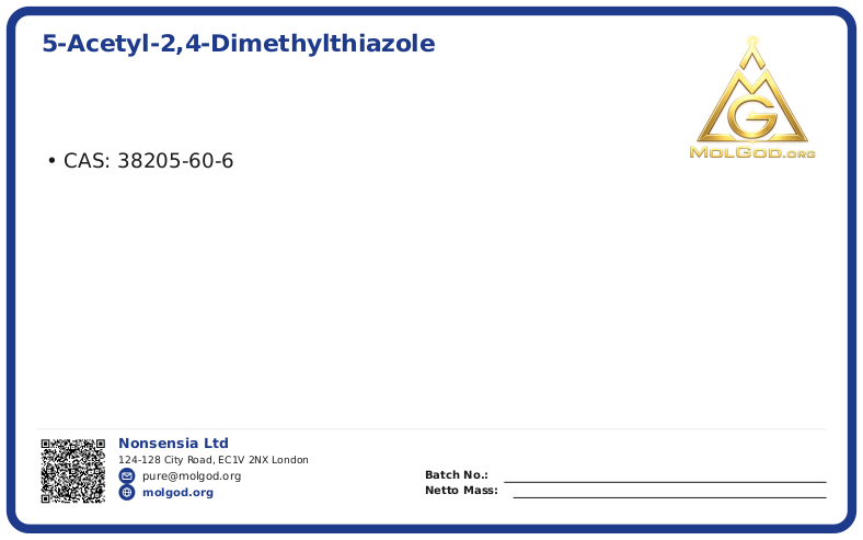5-Acetyl-2,4-dimethylthiazole (CAS 38205-60-6), CAS 38205-60-6 — chemical product label