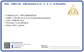 (5aS，10bR)-5a，10b-Dihydro-2-(2，3，4，5，6-pentafluorophenyl)-4H，6H-indeno[2，1-b][1，2，4]triazolo[4，3-d][1，4]oxazinium Tetrafluoroborate (CAS 740816-14-2), CAS 740816-14-2 — chemical product label
