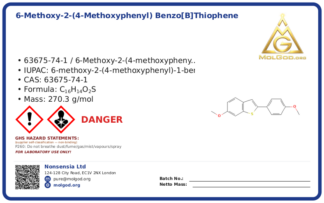 6-Methoxy-2-(4-methoxyphenyl) benzo[b]thiophene (CAS 63675-74-1), CAS 63675-74-1 — chemical product label