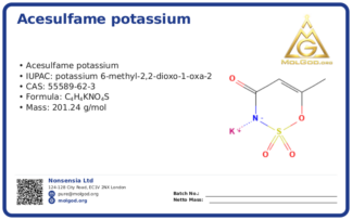 Acesulfame K (CAS 55589-62-3), CAS 55589-62-3 — chemical product label