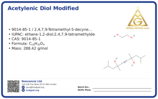 Acetylenic diol modified by Ethoxylation, Syfanol 400 series (CAS 9014-85-1), CAS 9014-85-1 — chemical product label