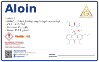 Aloin (CAS 1415-73-2), CAS 1415-73-2 — chemical product label