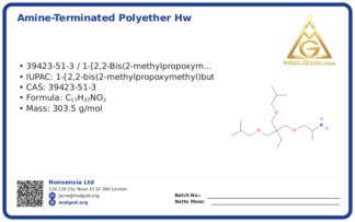 Amine-terminated Polyether HW (CAS 39423-51-3), CAS 39423-51-3 — chemical product label