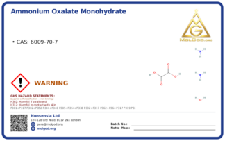 Ammonium Oxalate Monohydrate CAS No 6009-70 (CAS 6009-70-7) — Xilong Scientific, CAS 6009-70-7 — chemical product label