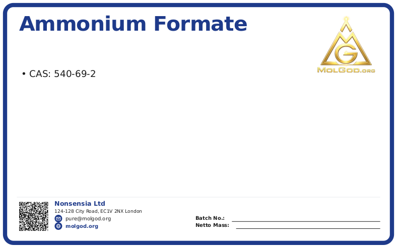 Ammonium formate (CAS 540-69-2), CAS 540-69-2 — chemical product label