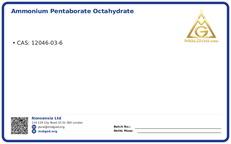 Ammonium pentaborate octahydrate (CAS 12046-03-6), CAS 12046-03-6 — chemical product label