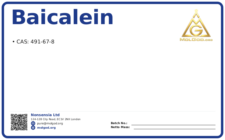 Baicalein (CAS 491-67-8), CAS 491-67-8 — chemical product label