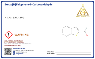 Benzo[b]thiophene-2-carboxaldehyde (CAS 3541-37-5), CAS 3541-37-5 — chemical product label